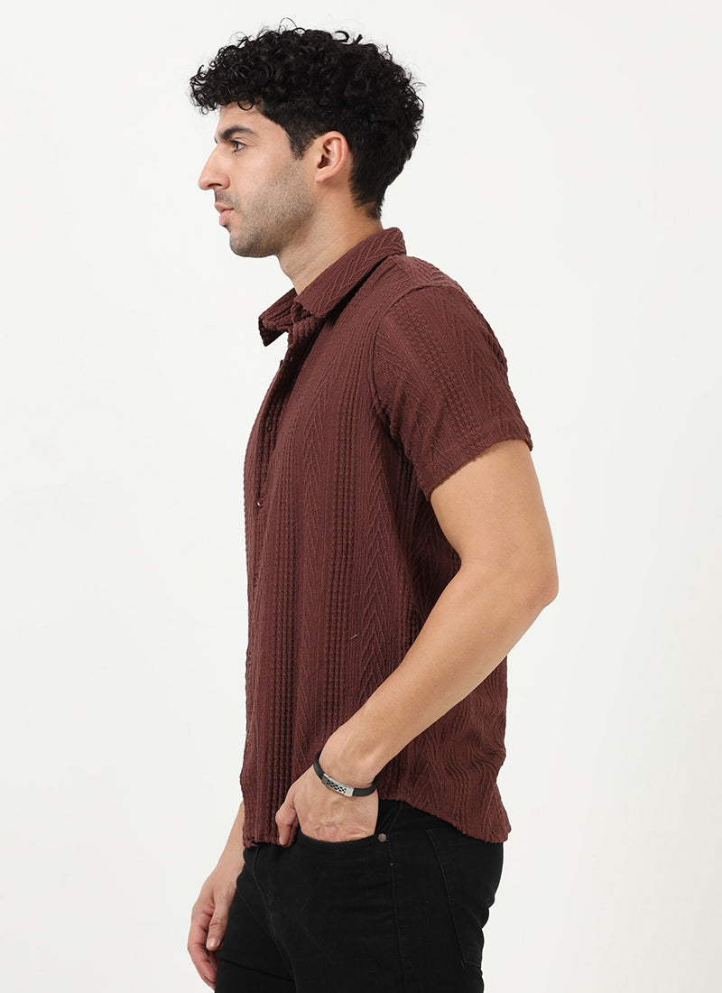 WAVE_Regular_Fit_Knitted_Shirt_Rust_Brown__Model Side View
