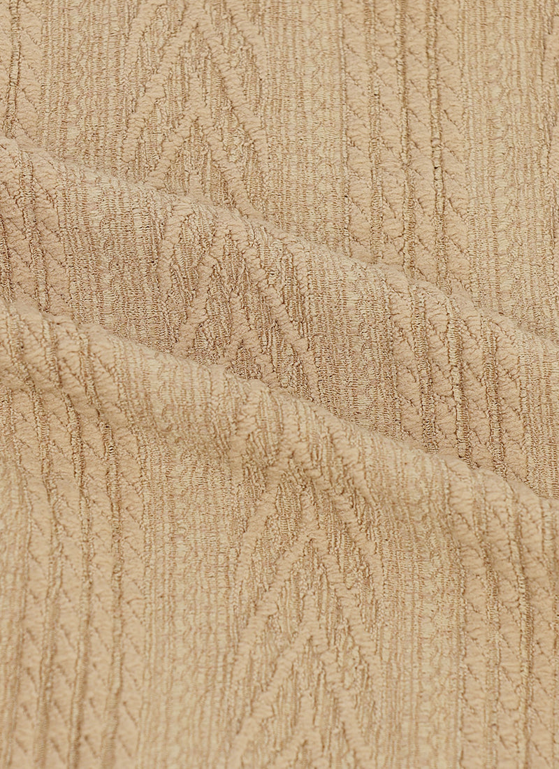 WAVE Regular Fit Knitted Shirt Sand Beige-Fabric Detail View 