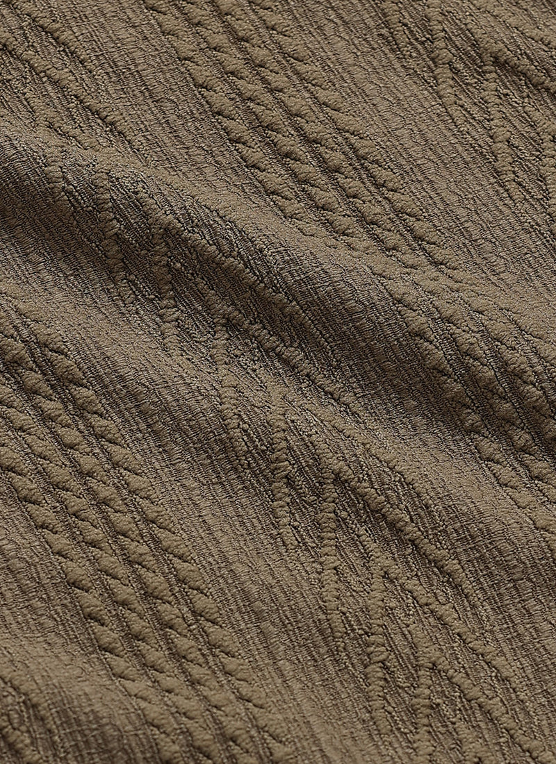 WAVE Regular Fit Knitted Shirt Taupe Olive- Fabric Detail  view