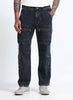 URBAN EDGE Relaxed Fit 8 Pockets Denim Cargo Jeans Washed Black