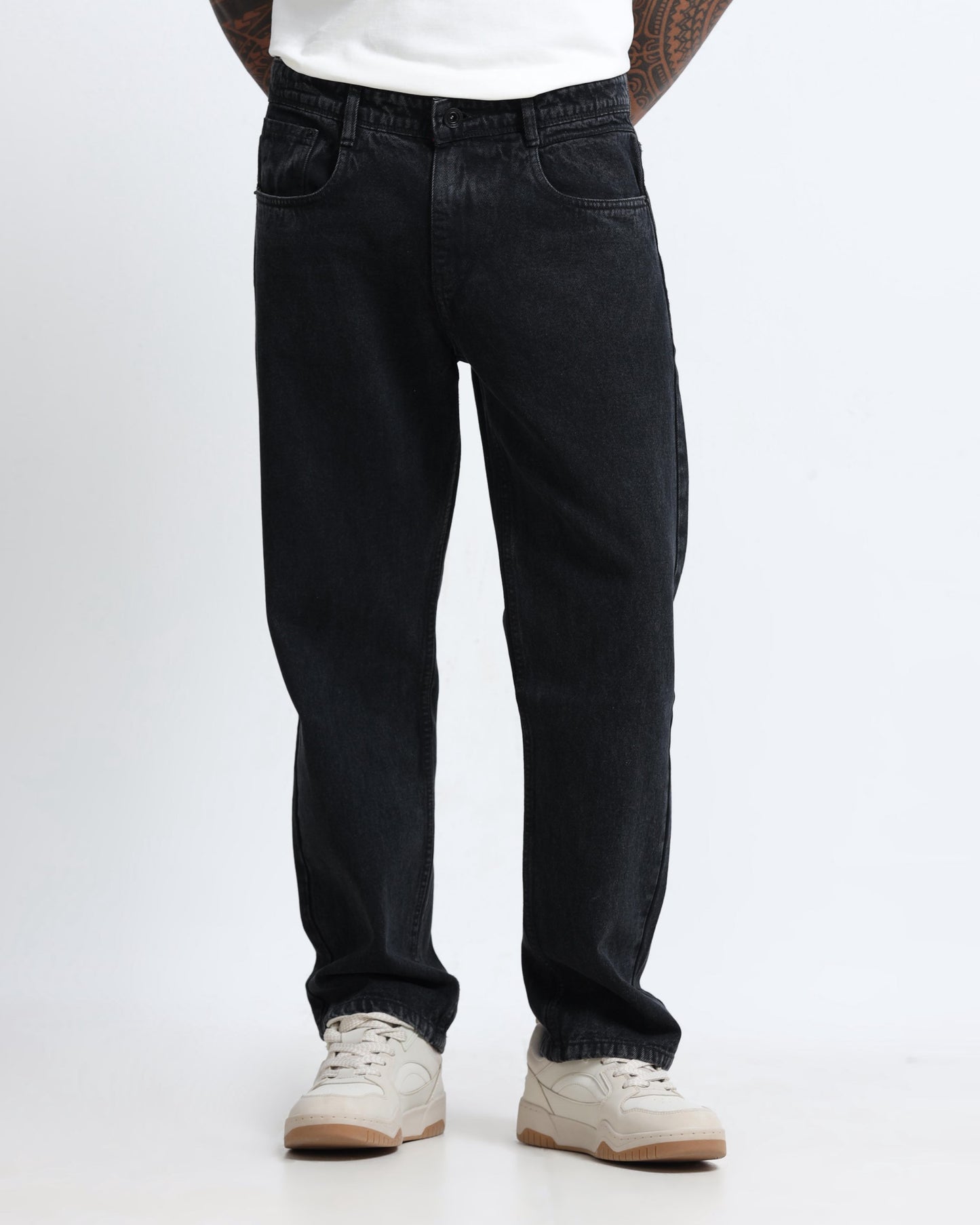 black straight fit jeans