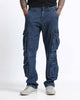 DREAM CHASER Relaxed Fit 8 Pockets Denim Cargo Jeans Dark Blue