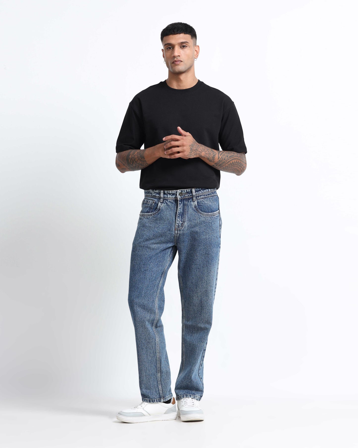 denim straight fit jeans for men
