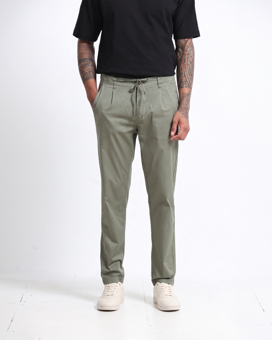 green stretch pants