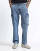 NOMAD Relaxed Fit 6 Pocket Cargo Denim Jeans Light Blue