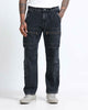 URBAN EDGE Relaxed Fit 8 Pockets Denim Cargo Jeans Washed Black