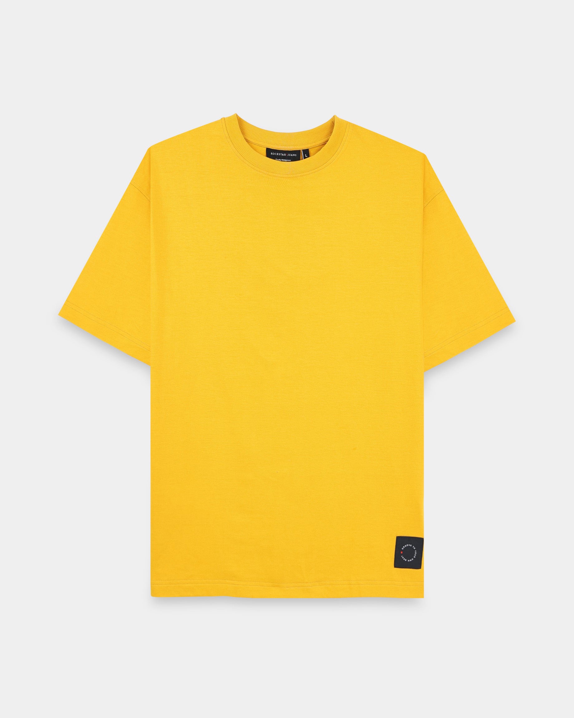 plain yellow round neck T shirt
