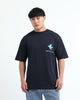 SERENITY Relaxed Fit Cotton Printed T-Shirt Navy Blue