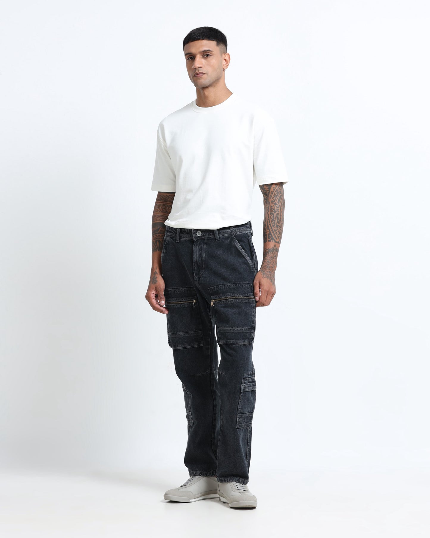 relaxed fit black jeans men's