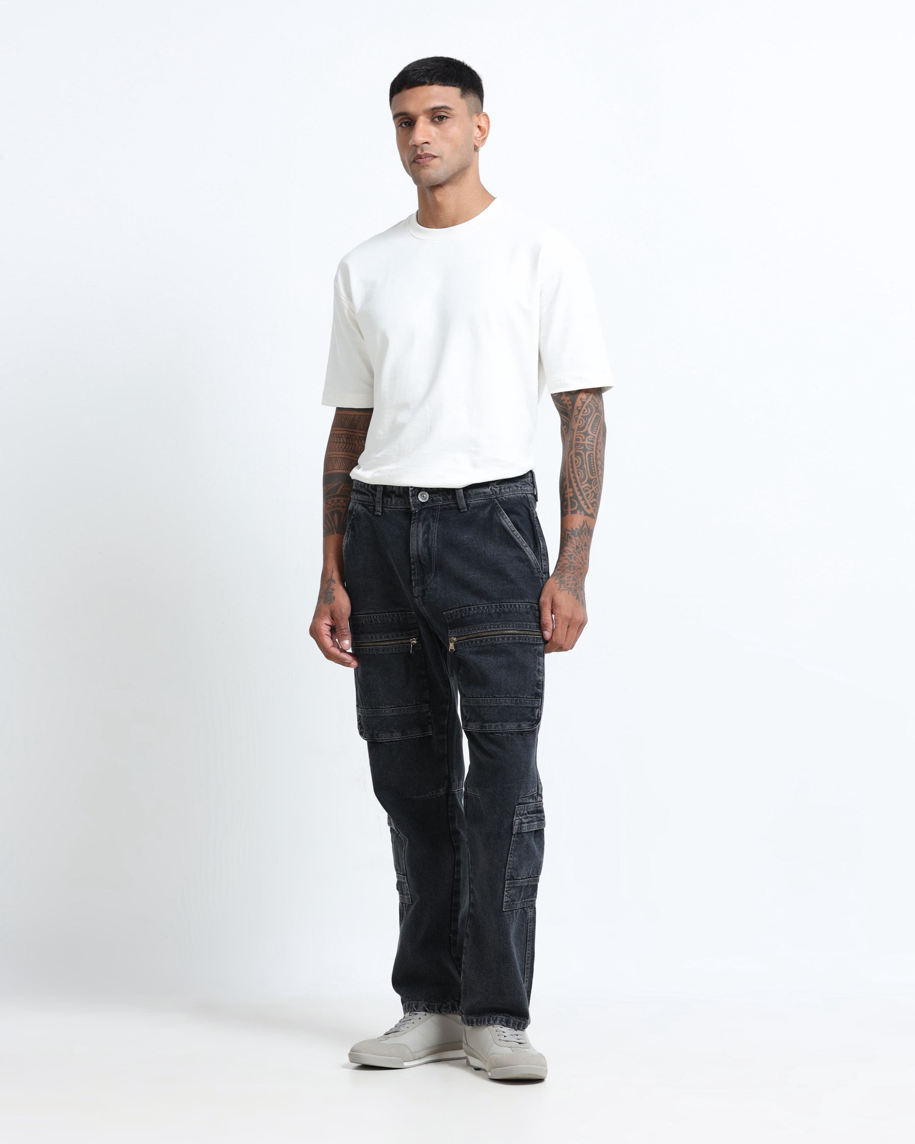 relaxed fit black jeans men's