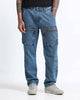 URBAN EDGE Relaxed Fit 8 Pockets Denim Cargo Jeans Classic Blue