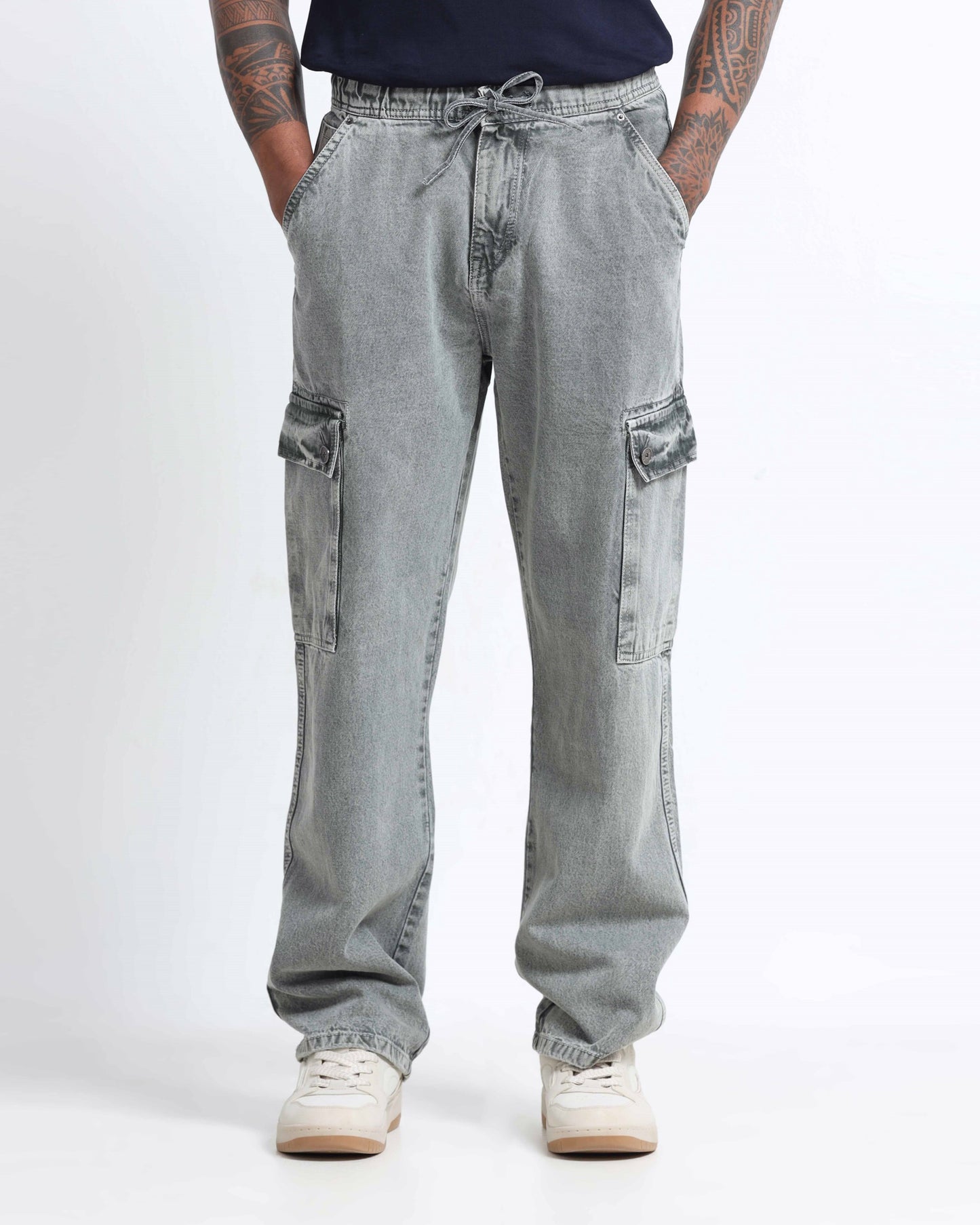 relaxed fit grey jeans