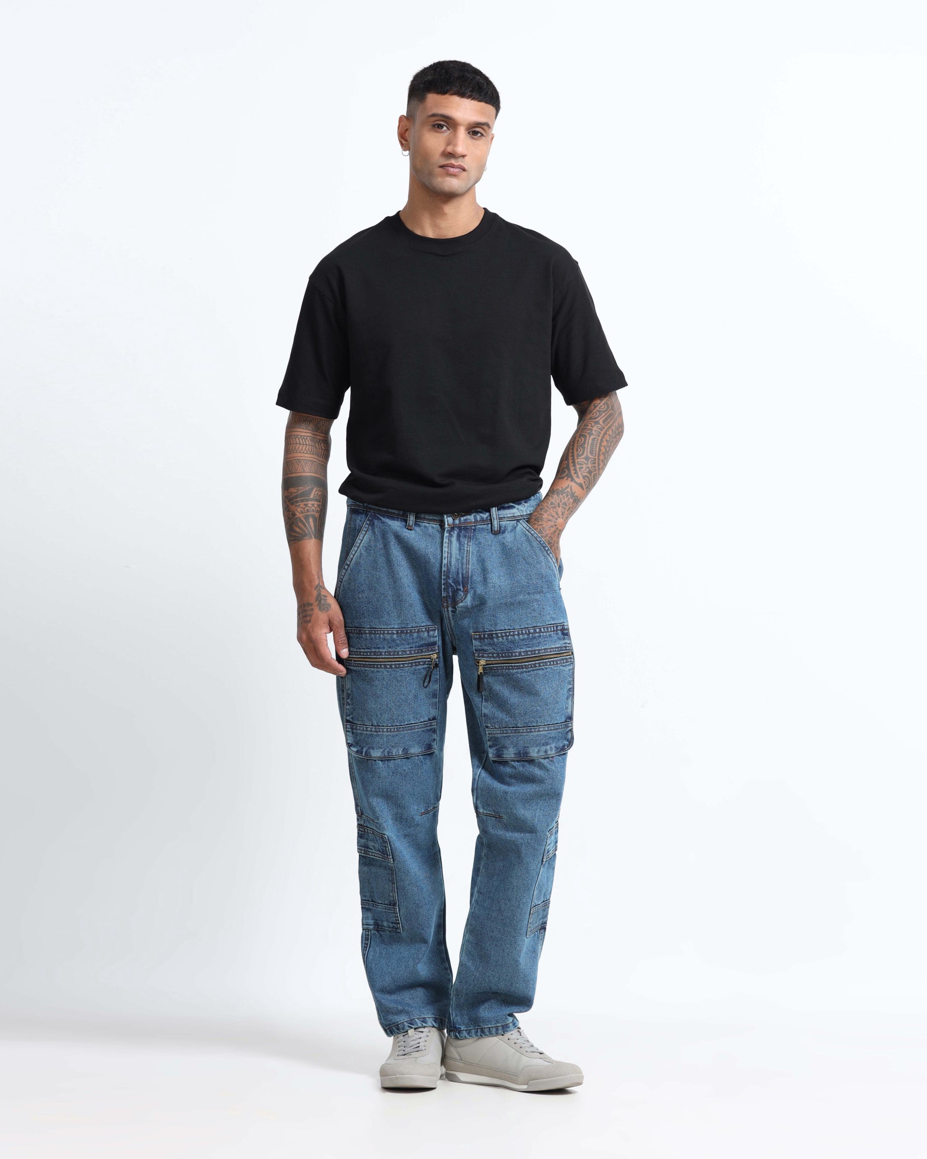 relaxed fit mens blue jeans