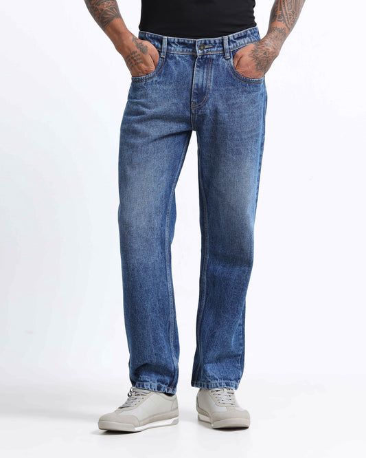 straight fit blue jeans
