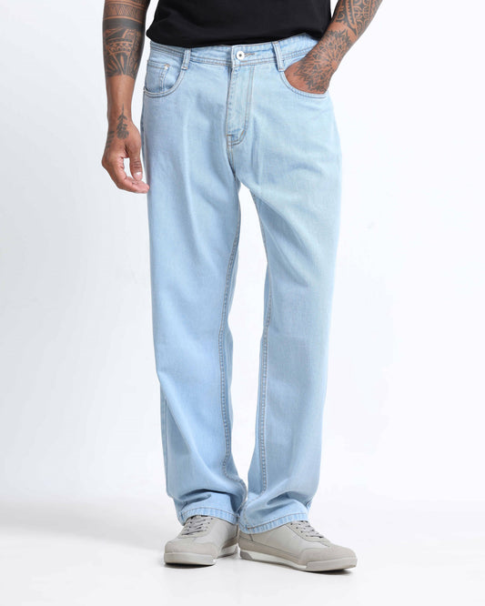 straight fit light blue jeans