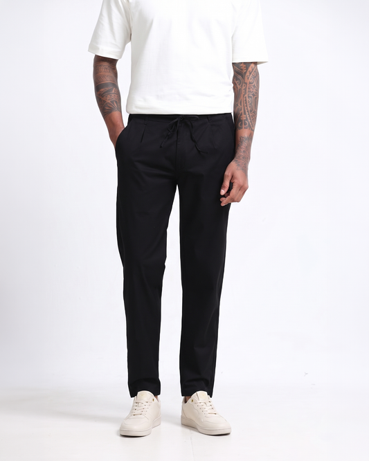 stretch waist black trousers