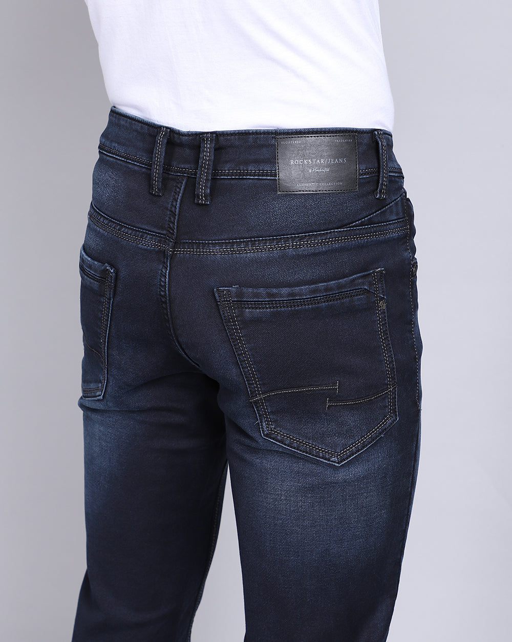 Dark Blue Indigo Slim Fit Jeans For Men