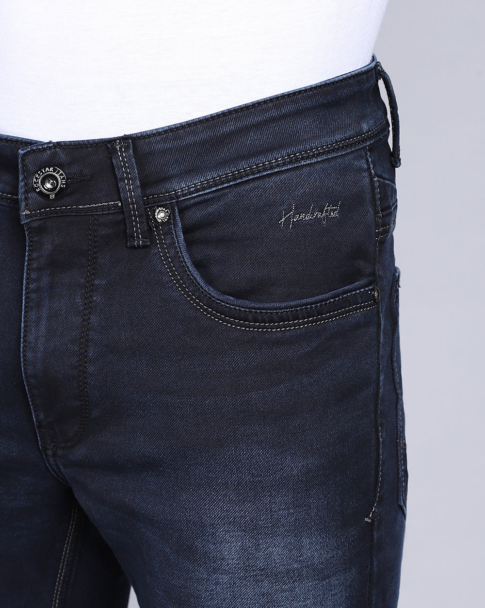 Dark Blue Indigo Slim Fit Jeans For Men