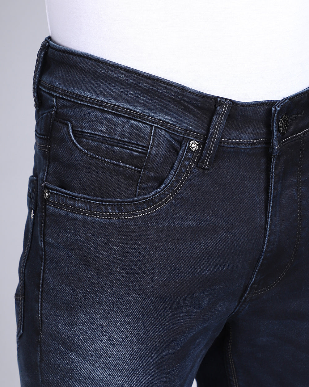 Dark Blue Indigo Slim Fit Jeans For Men