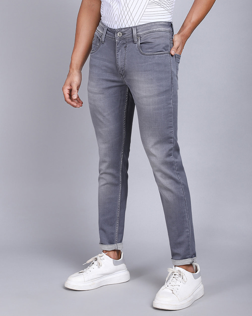 Grey Slim Fit Jeans For Men