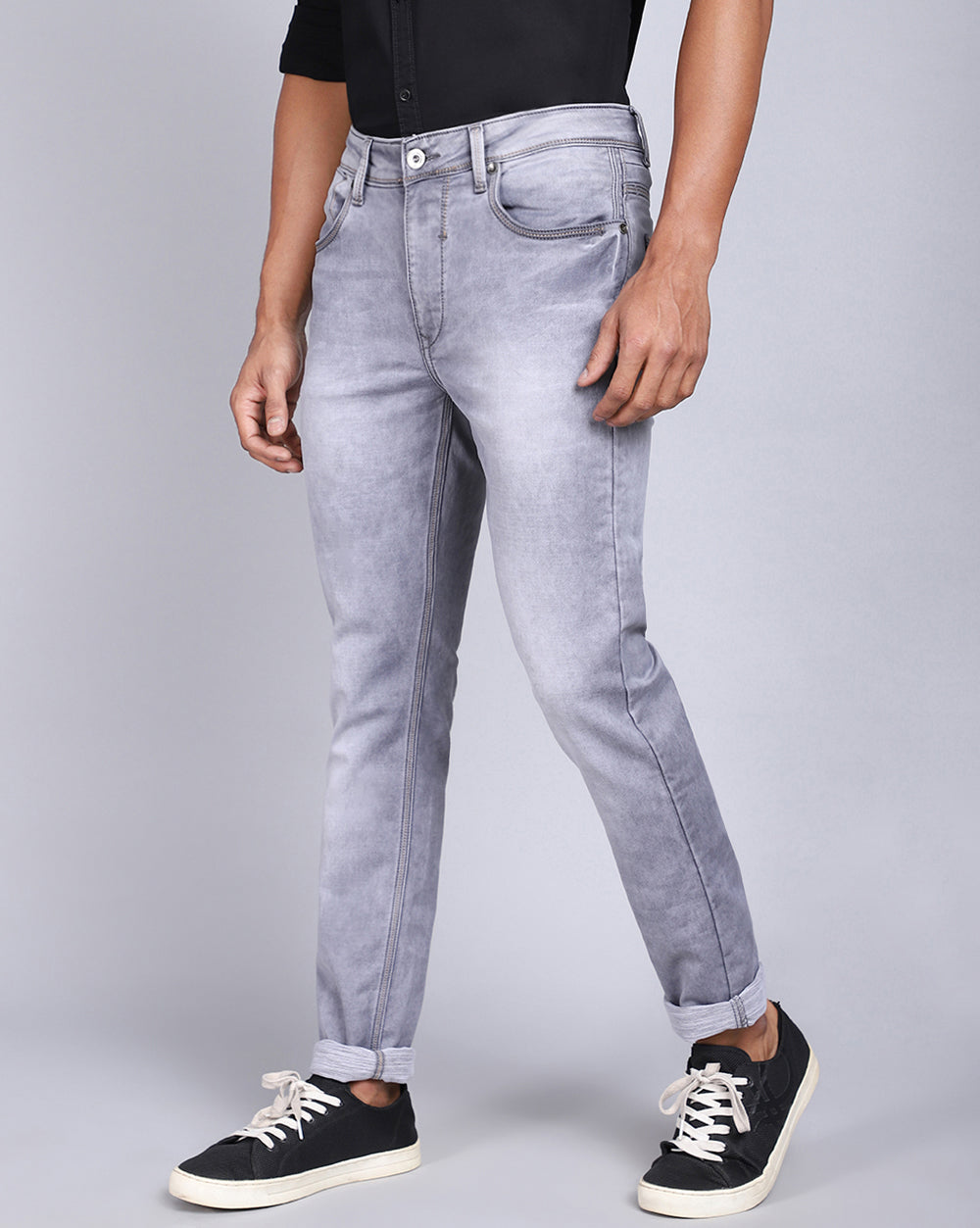 Skinny Jeans Dark Grey Jeans Combination Shirt Slim Fit Jeans
