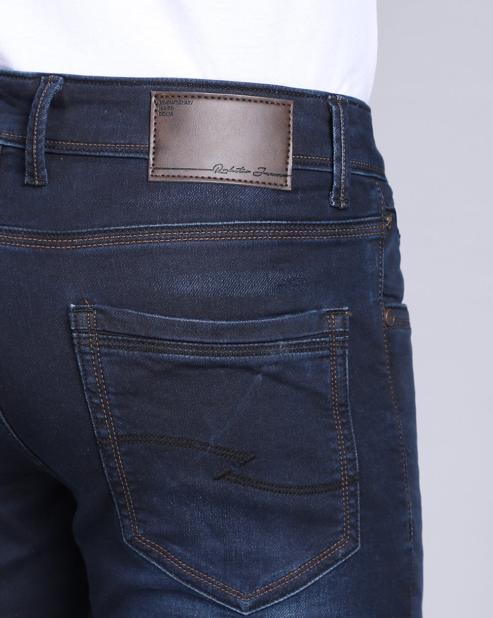 Basic Dark Blue Slim Fit Jeans For Men