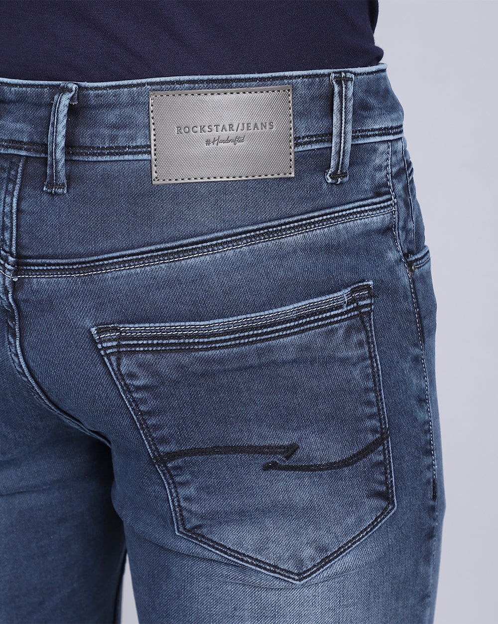 Vintage Mid Blue Slim Fit Jeans For Men