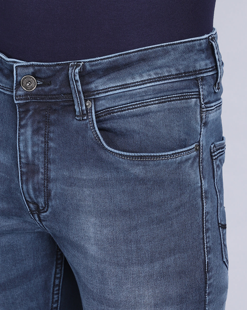 Vintage Mid Blue Slim Fit Jeans For Men