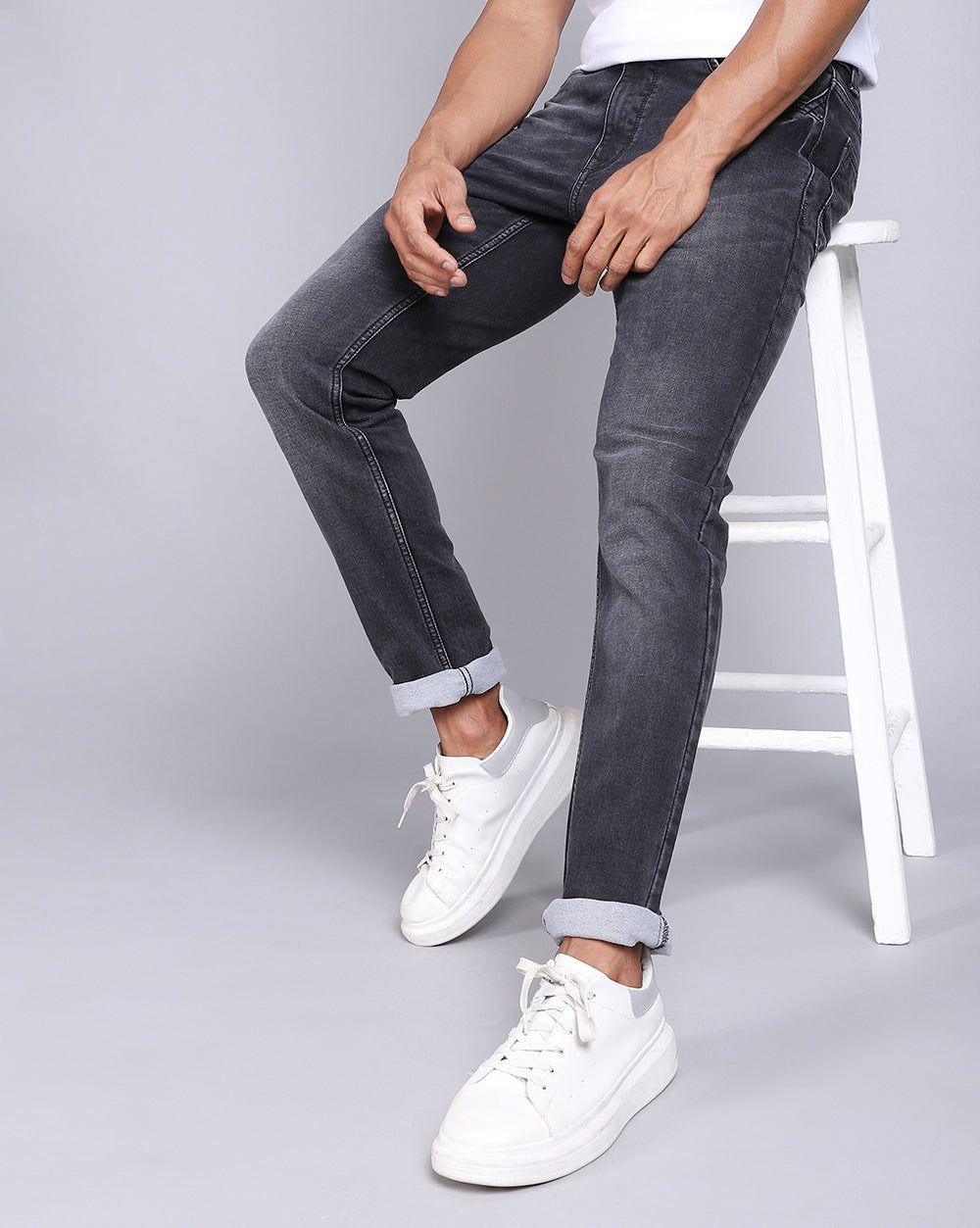 Charcoal Slim Fit Jeans For Men