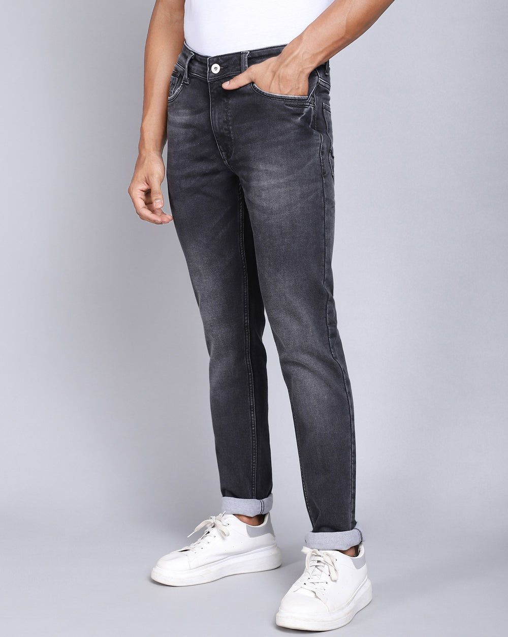 Charcoal Slim Fit Jeans For Men