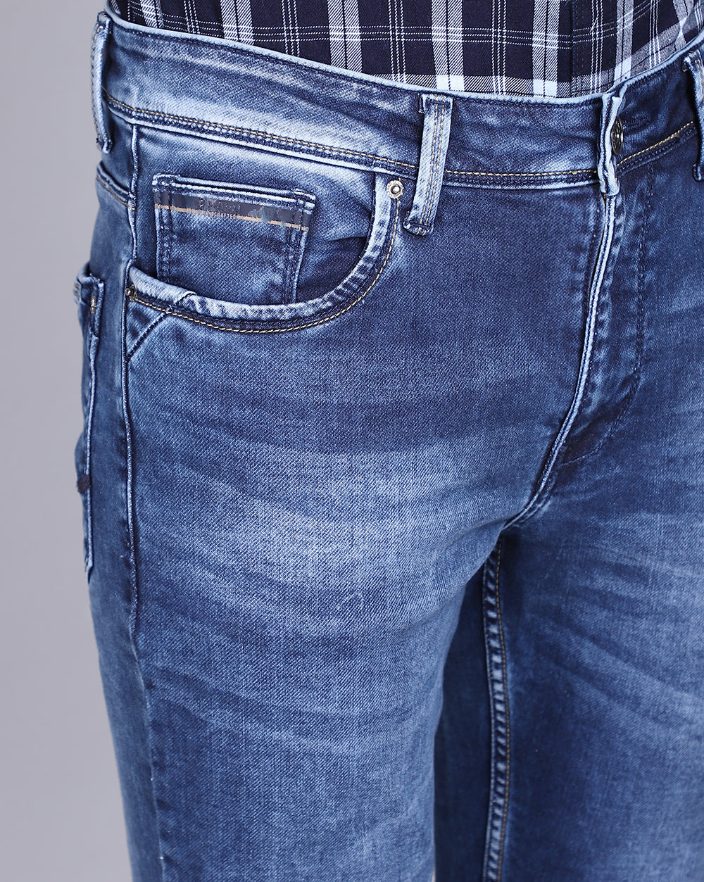 Super Slim Fit Jeans-Washed Mid Blue