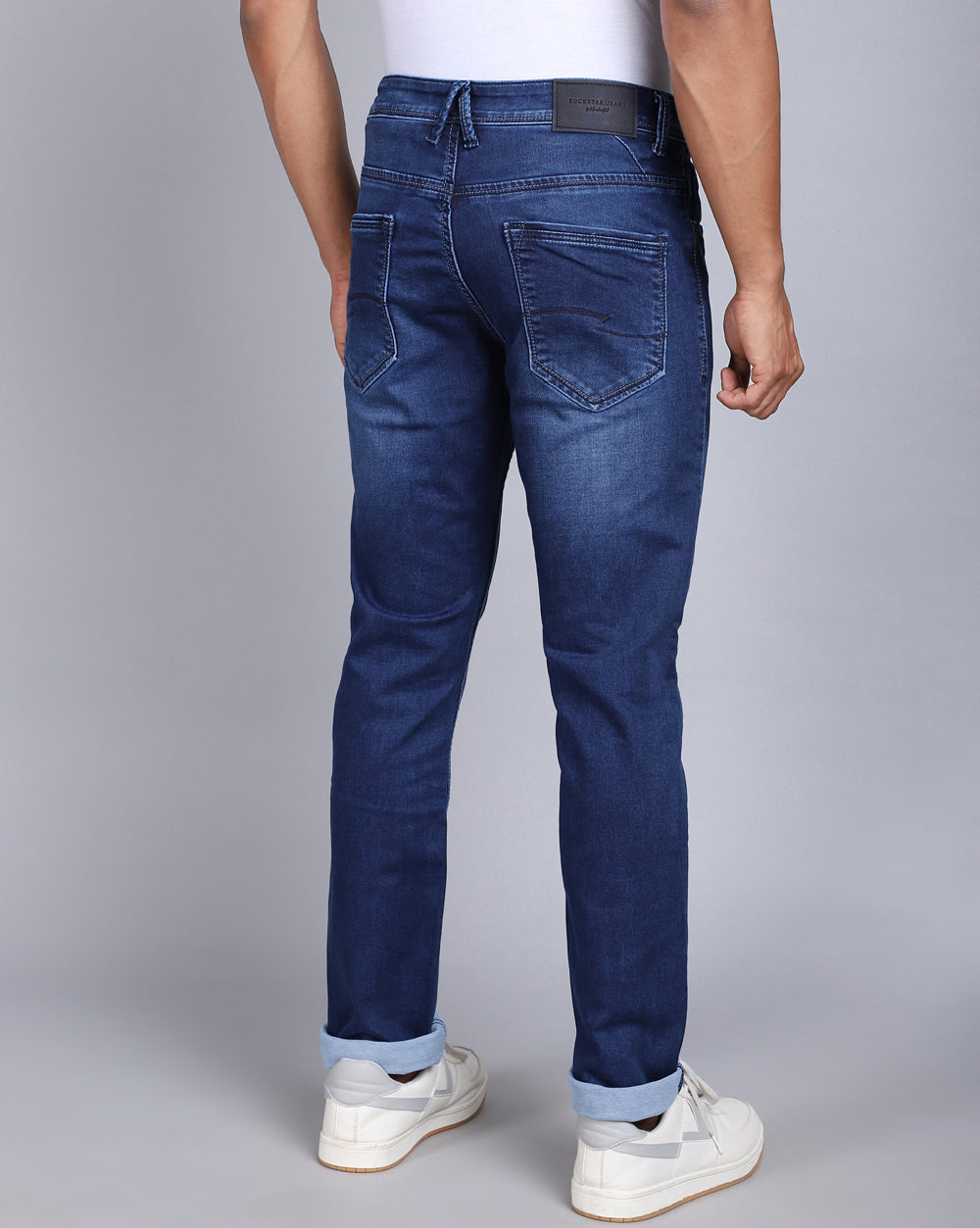 Super Slim Fit Jeans-Mid Wash Blue