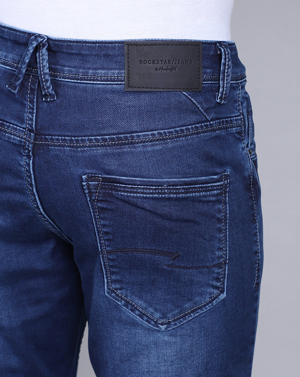 Super Slim Fit Jeans-Mid Wash Blue