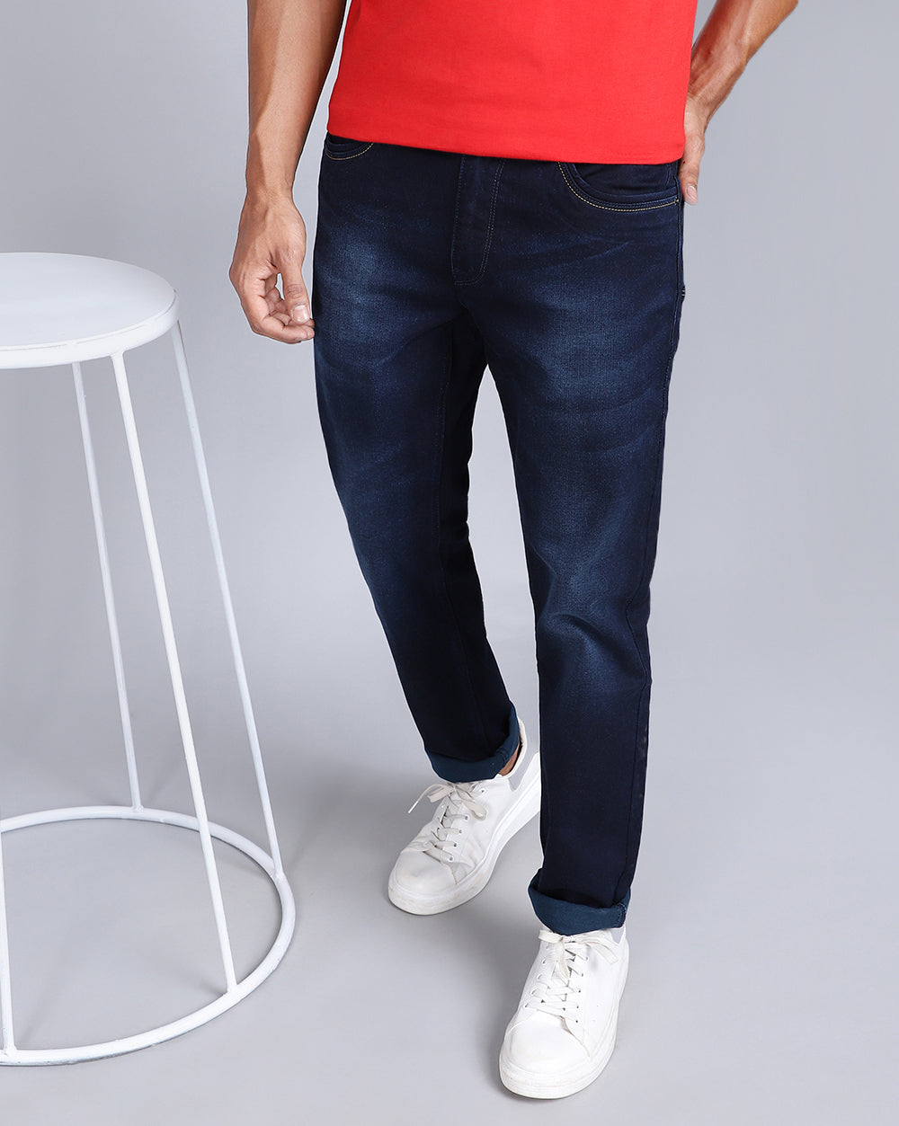 Indigo Tailored Fit Jeans For Men