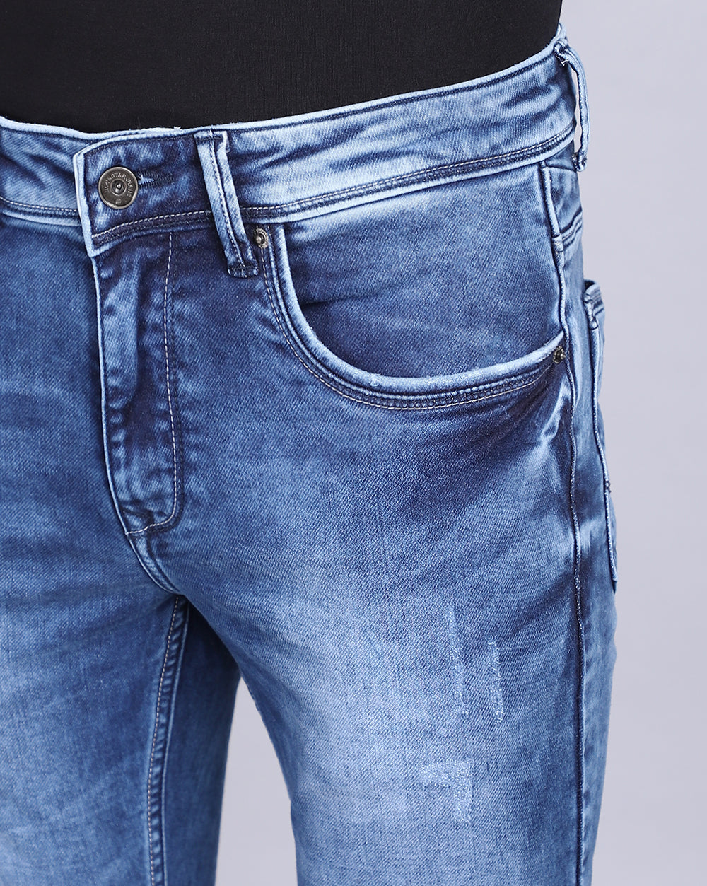 Faded Light blue Slim Fit Jeans For Men