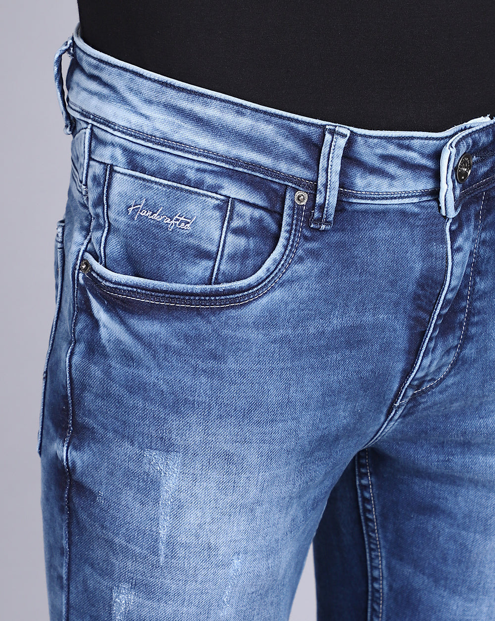 Faded Light blue Slim Fit Jeans For Men