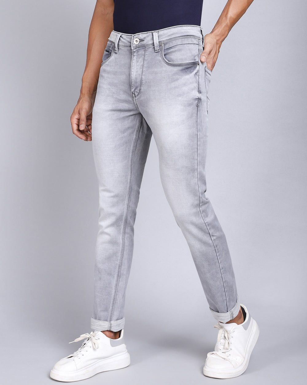 Ice Grey Slim Fit Jeans For Men