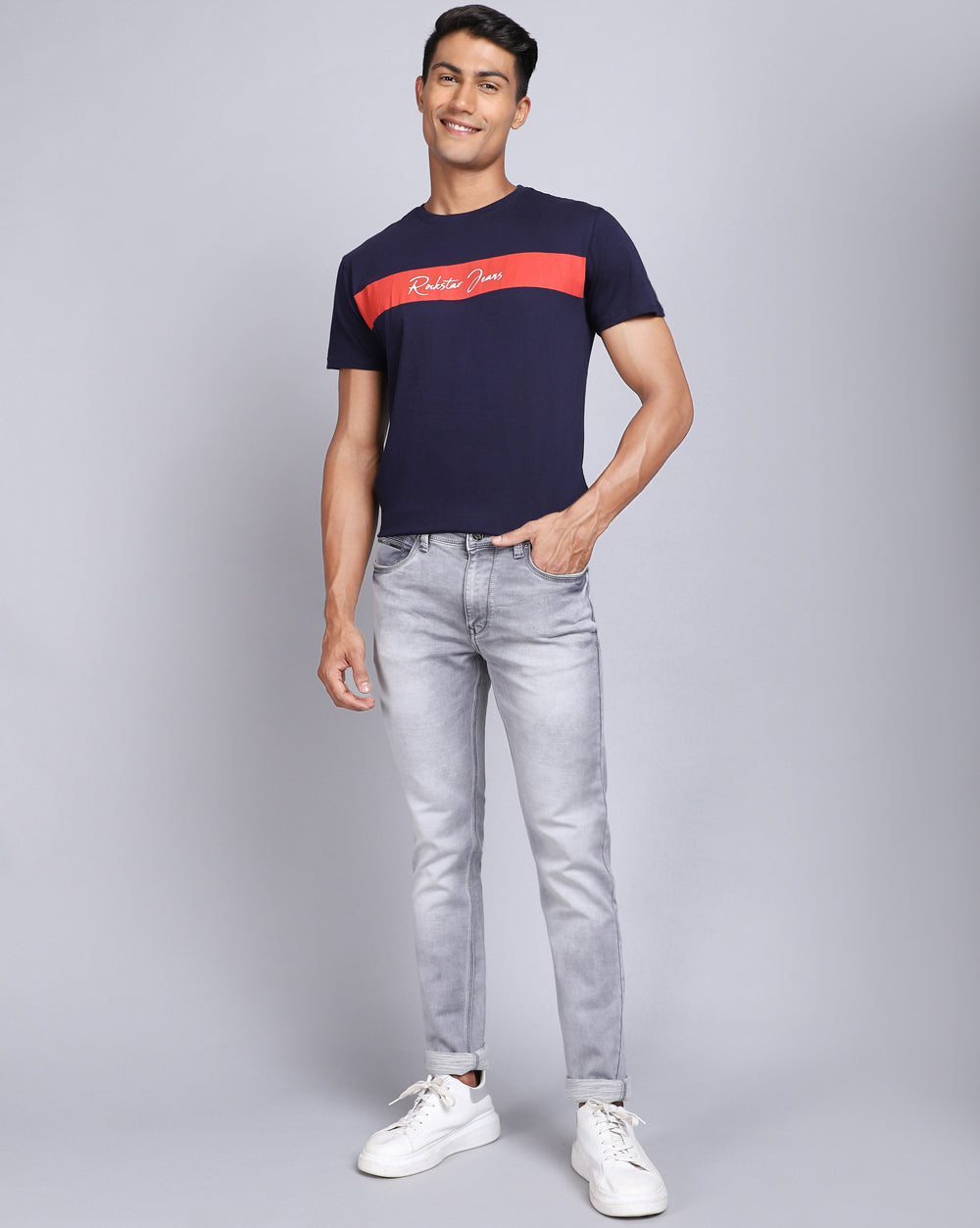 Ice Grey Slim Fit Jeans For Men