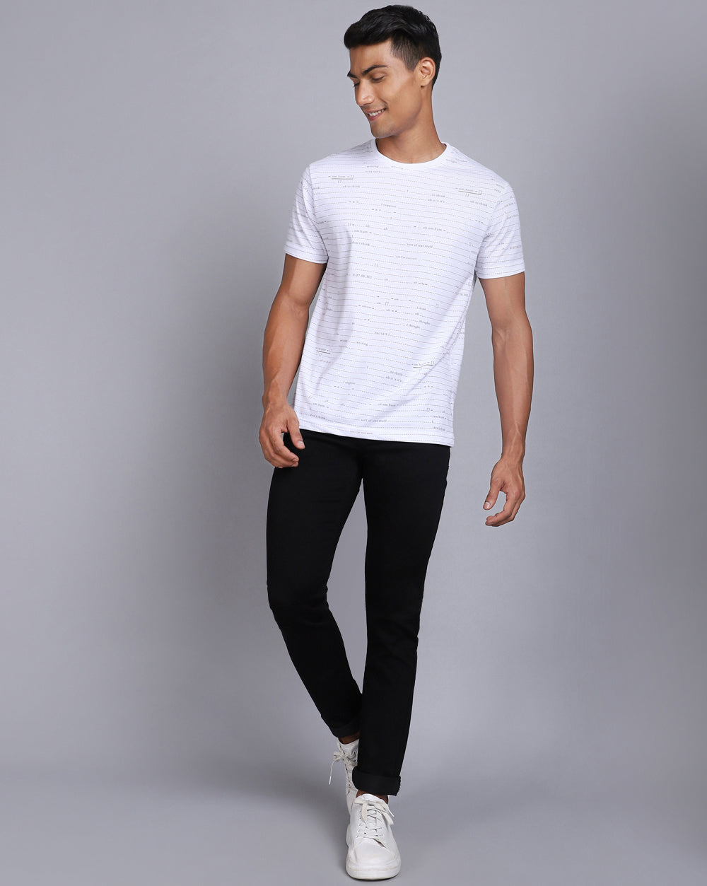 Crew Neck Aop T-Shirt White,Antra Melange