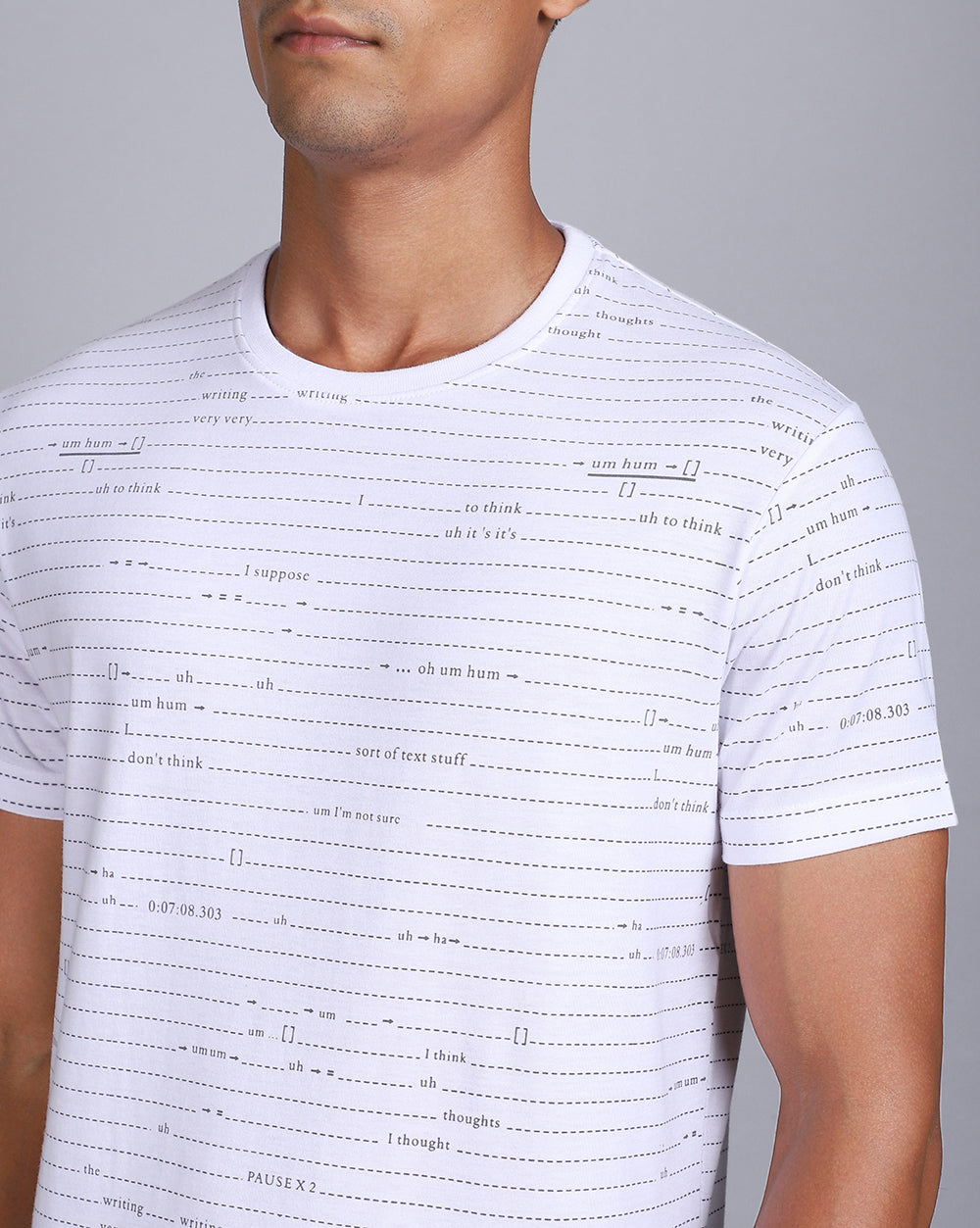 Crew Neck Aop T-Shirt White,Antra Melange