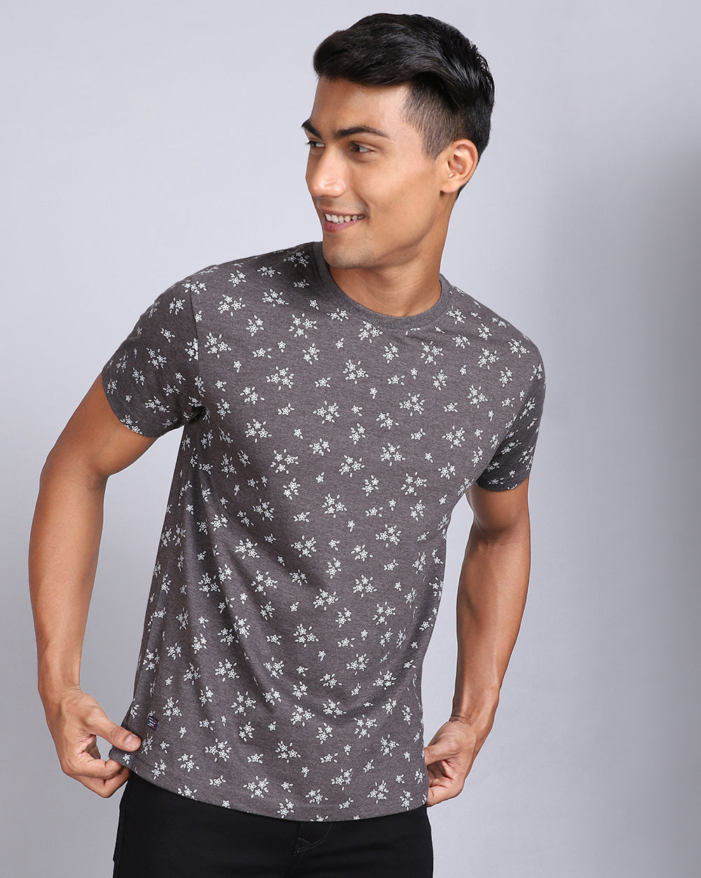 Crew Neck Aop T-Shirt White,Antra Melange