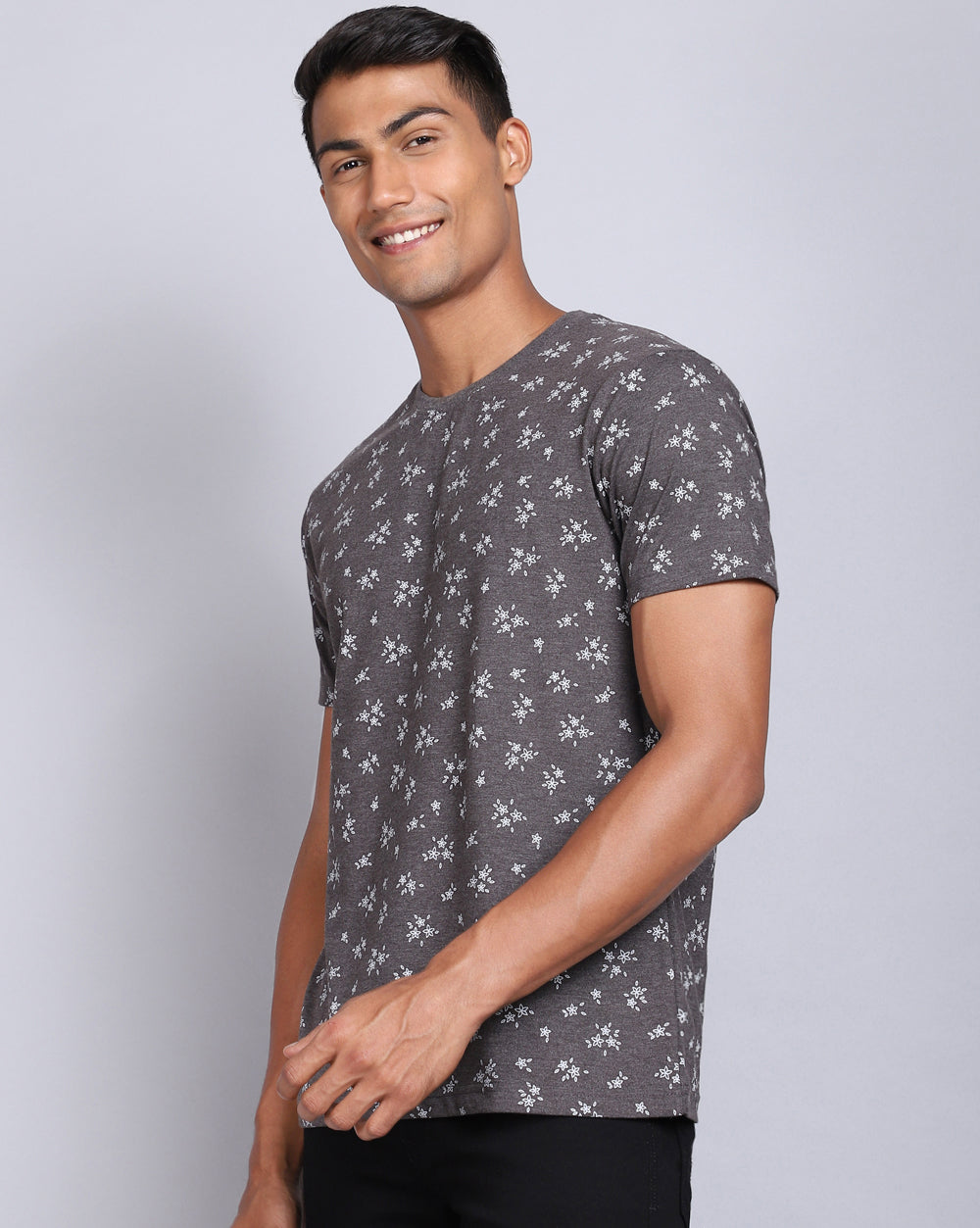 Crew Neck Aop T-Shirt White,Antra Melange
