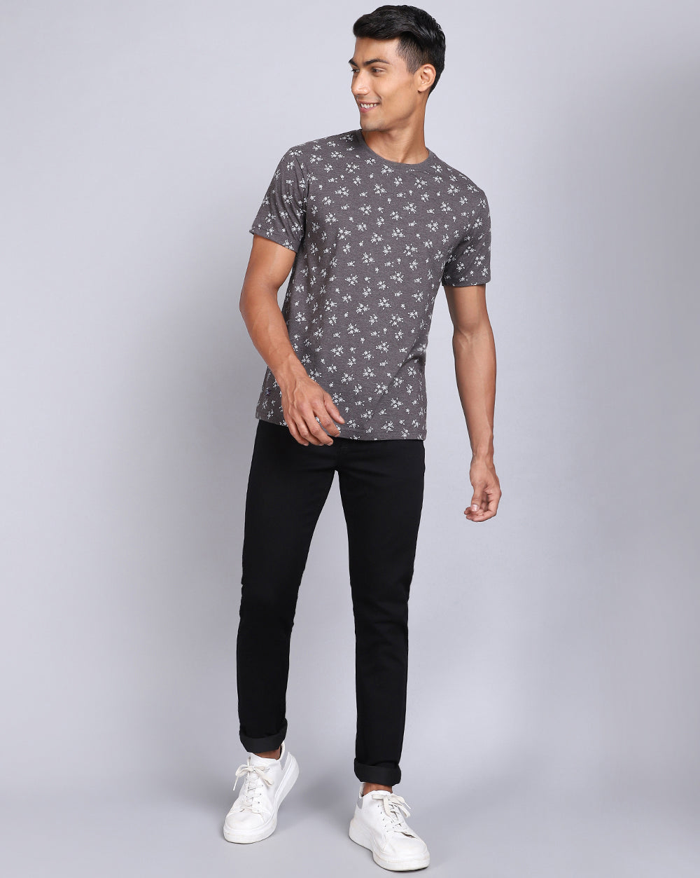 Crew Neck Aop T-Shirt White,Antra Melange
