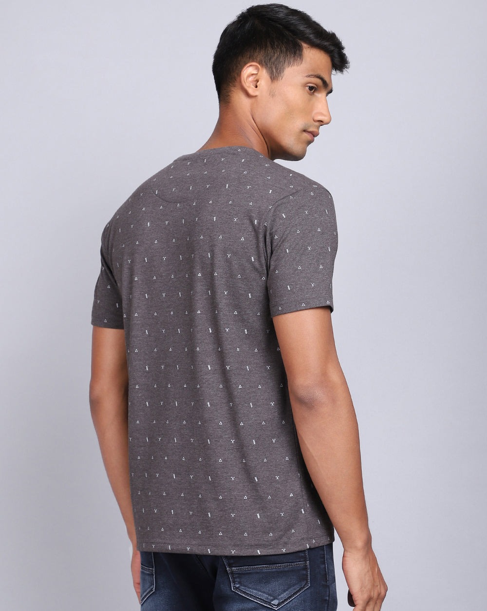 Crew Neck Aop T-Shirt Navy Melange,Atra Melange