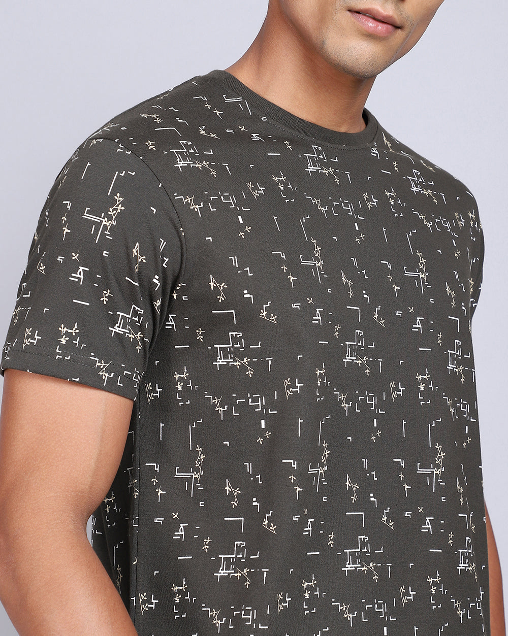 Crew Neck Aop T-Shirt Black,Olive