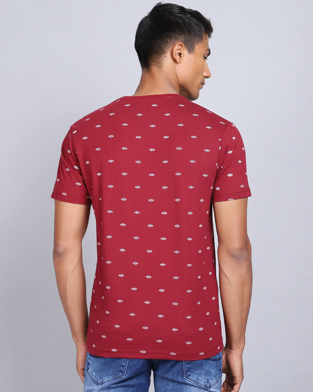 Crew Neck Aop T-Shirt Red Melange,Navy Melange