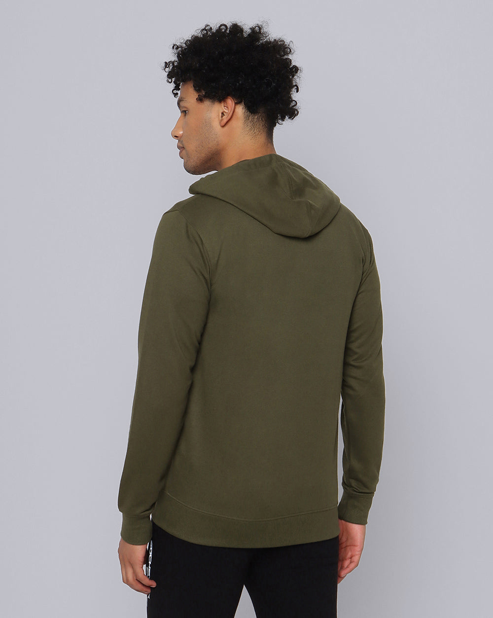 Solid Hooded Sweatshirt-Olive