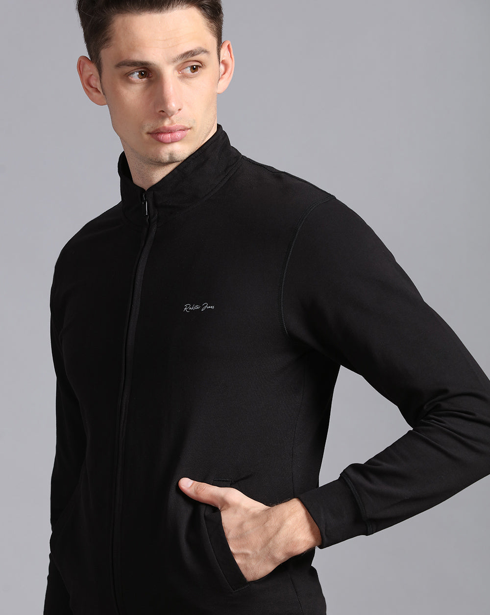 Solid Casual Jacket-Black