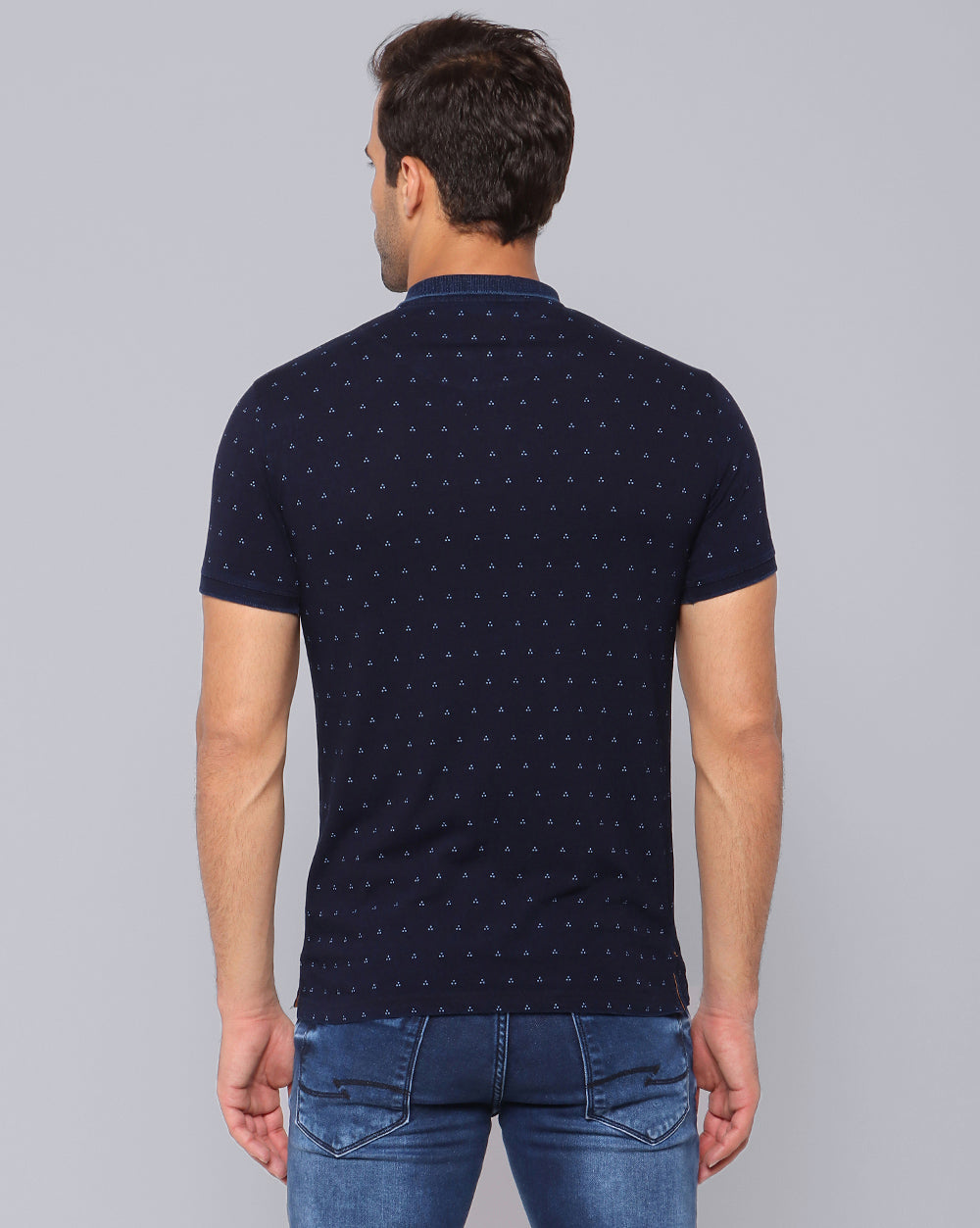Navy Printed Casual T-Shirts