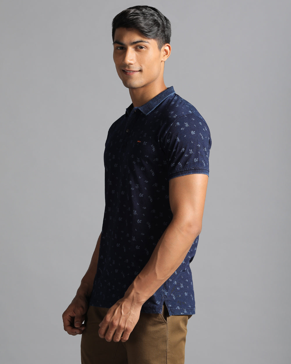 Navy Printed Casual T-Shirts